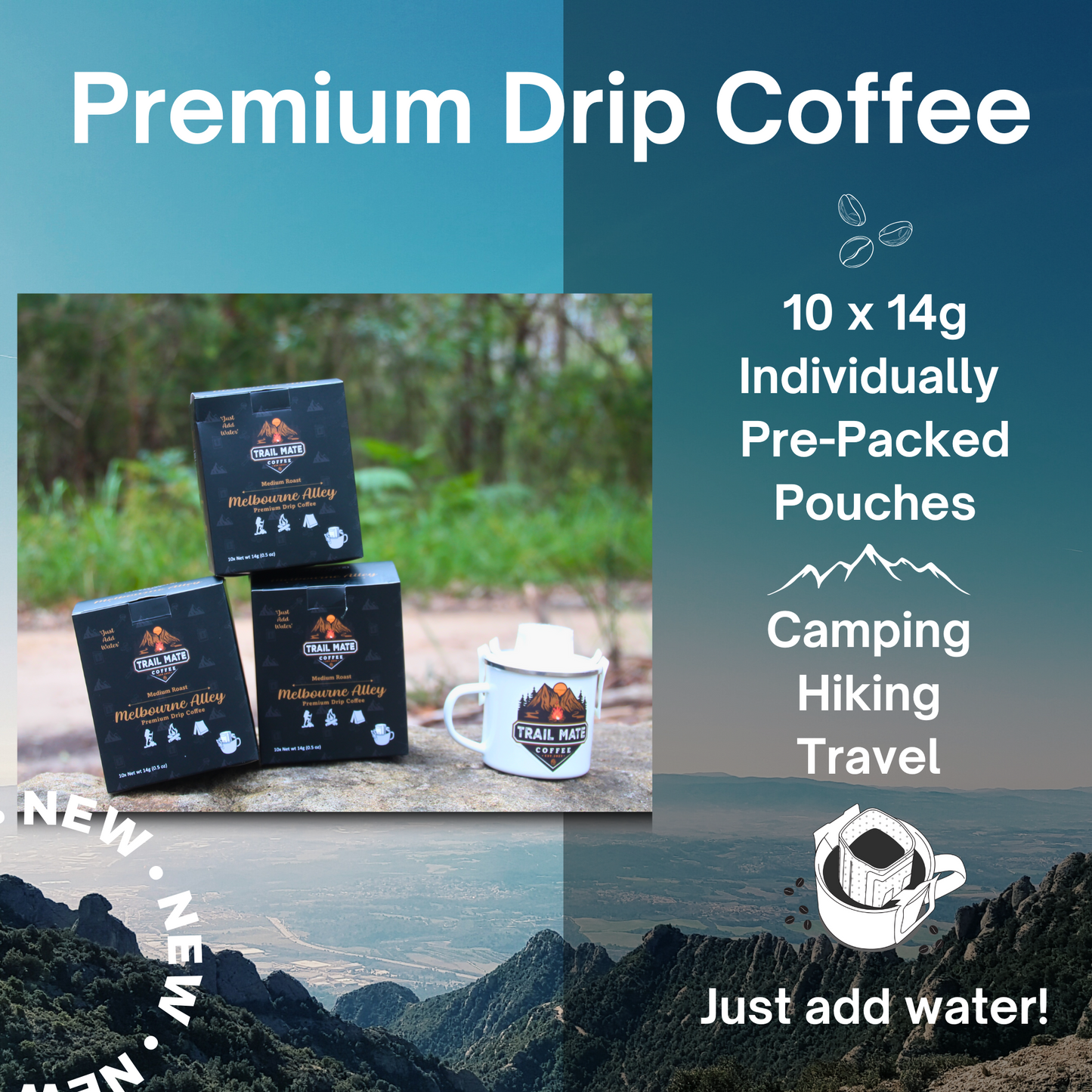 Melbourne Alley Premium 14g Pour Over Drip Filter Coffee - Packs of 14g Ground Coffee