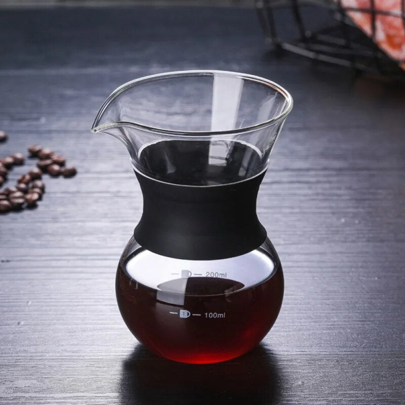 Pour Over Glass Coffee Carafe available in 200ml & 400ml optional Stainless Steel Filter