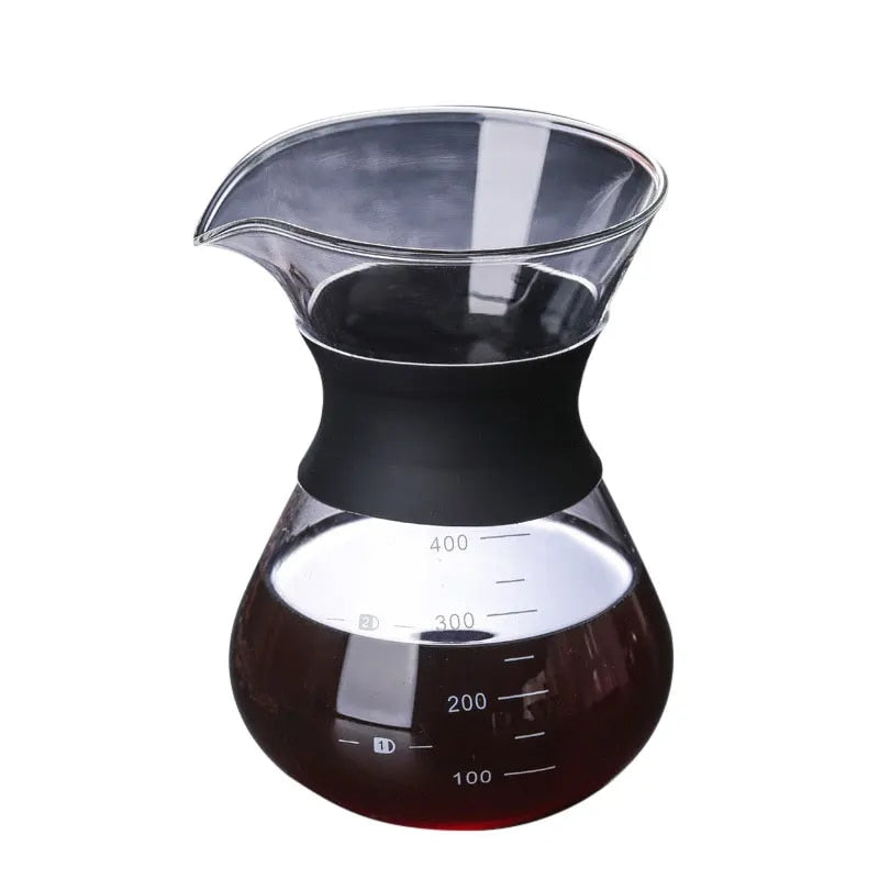 Pour Over Glass Coffee Carafe available in 200ml & 400ml optional Stainless Steel Filter