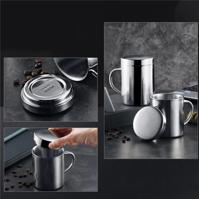 Double Wall Stainless Steel Coffee Mug with lid