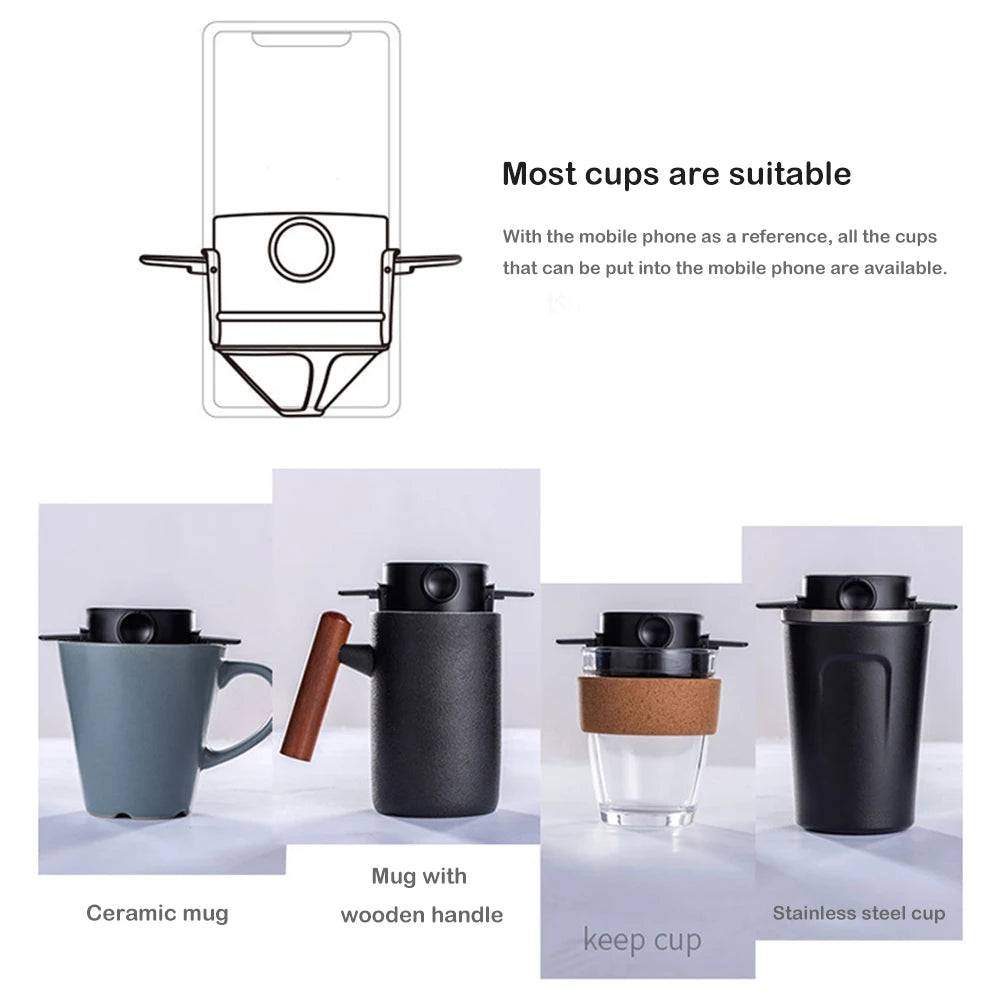 Foldable Stainless-Steel Drip Coffee Pour Over Filter