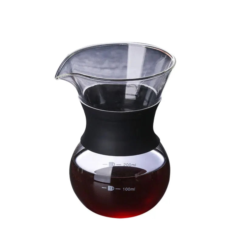 Pour Over Glass Coffee Carafe available in 200ml & 400ml optional Stainless Steel Filter